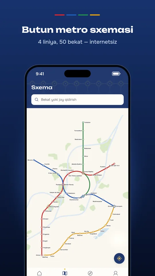 MetroGo ilovasi ekrani 2