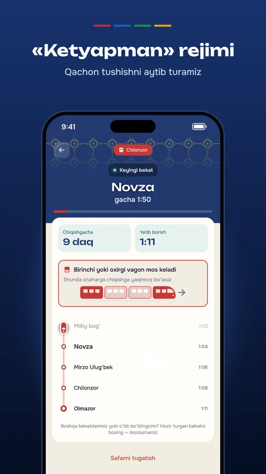 MetroGo ilovasi ekrani 5